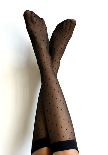 Șosete până la genunchi Puntini Veneziana nero – delicate, cu bandă necompresivă | Confort și eleganță