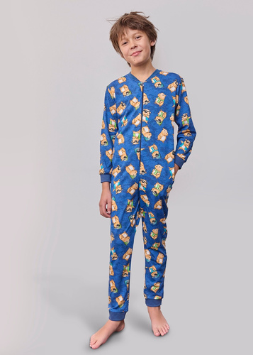 185/183 186/183 Salopetă Capybara 2 Kids Cornette pentru băieți – bumbac, cu fermoar și imprimeu distractiv