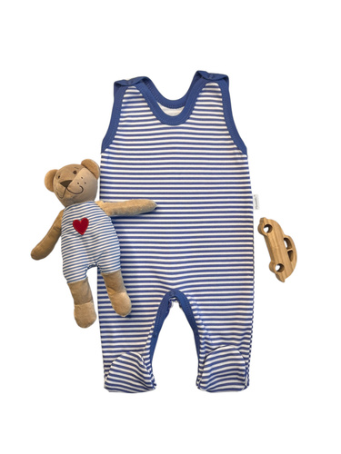 Salopete pentru bebelusi Mamatti SC13630 - bleumarin, dungi, bumbac