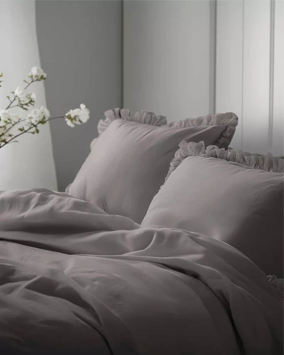 Pure 23 Lenjerie de pat din bumbac monocolor Detexpol gri închis