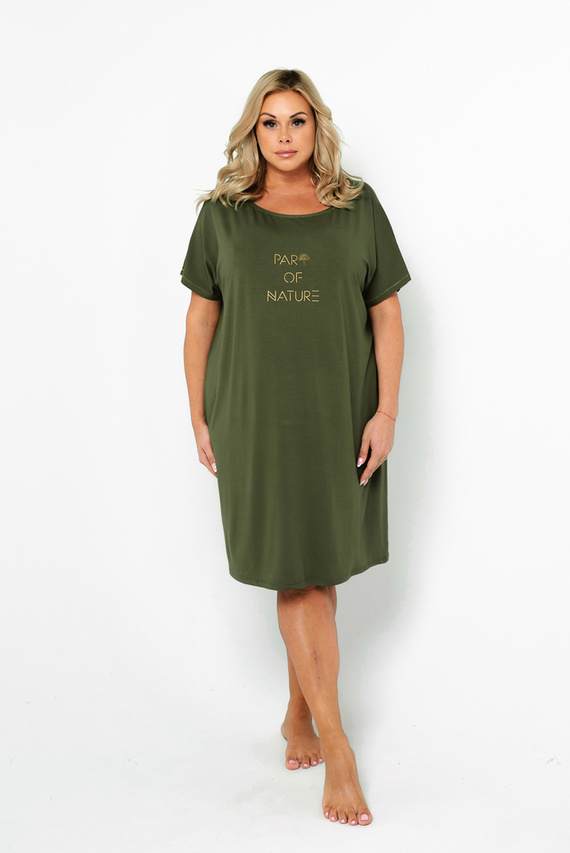 Natura Cămașă de noapte pentru femei, cu mânecă scurtă Italian Fashion - kaki