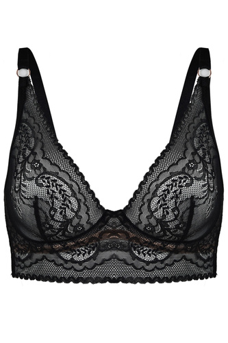 19236 Feel Milano Bralette Long Black – sutien din dantelă cu bretele prelungite