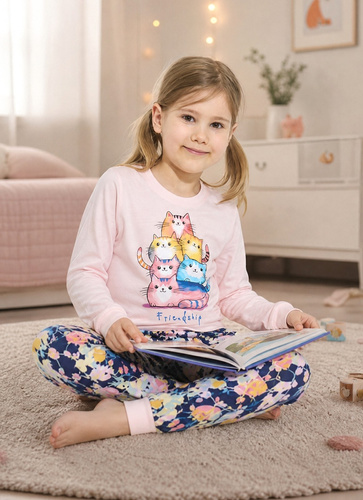 Pijamale pentru fete Cornette Young Girl 592/210 Friendship 100% bumbac