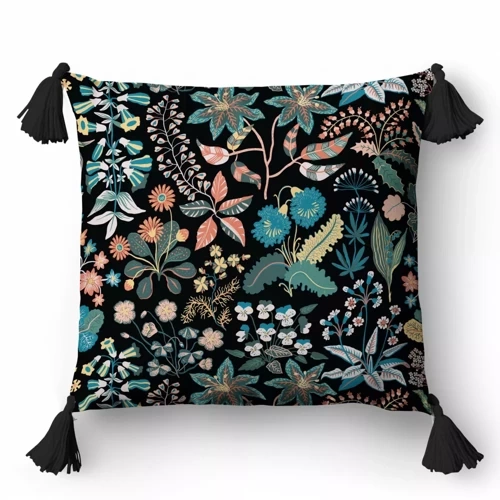 5400 A Fata de perna decorativa flori Panama 58 Detexpol negru