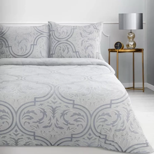 Lenjerie de pat din velur Flano 5, ornamente Euro perdele, gri