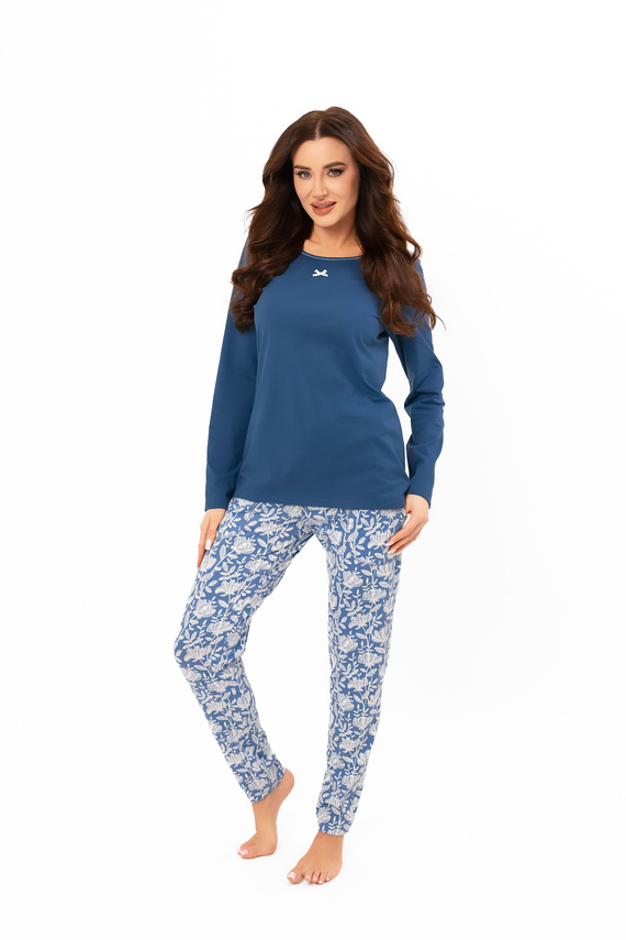 Pijama pentru femei Boma - mânecă lungă, pantaloni lungi, bumbac Modă italiană - blugi/imprimeu 