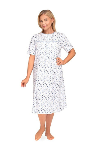 203 Bogna I Cămașă de noapte pentru femei Martel 32 albastru – bumbac, mâneci scurte, cu fermoar