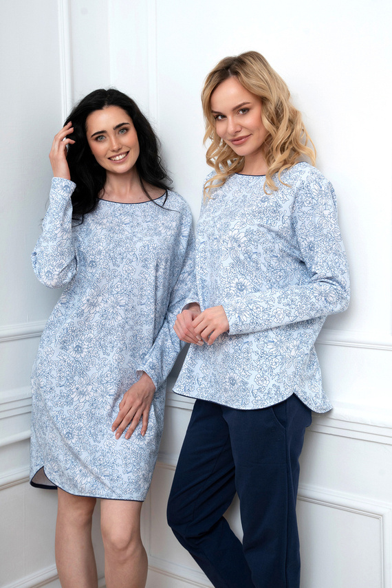 Cămașă de noapte Gracjela Modă italiană - imprimeu albastru 