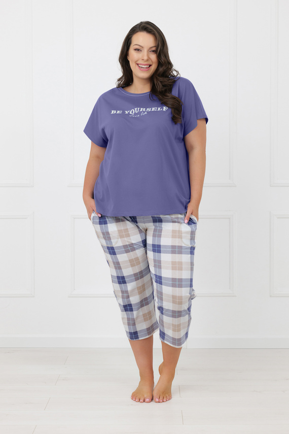 Pijama damă Rima Italian Fashion 100% bumbac mânecă scurtă 3/4