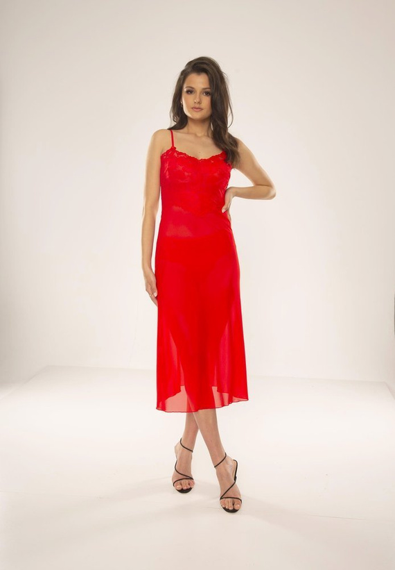 469 Alison Forex cămașă de noapte fără bretele - roșu