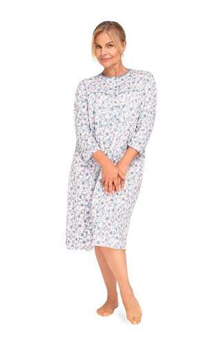 204 Bogna II Cămașă de noapte pentru femei Martel 30 albastru-roz – bumbac, mâneci lungi, cu fermoar