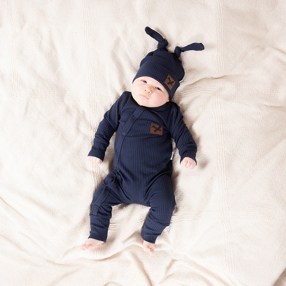 219055 Pălărie pentru bebe Willy Nicol – bumbac, bleumarin, noduri duble