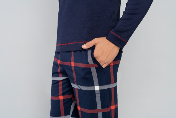 Horton Pijama cu mânecă lungă pentru bărbați, pantaloni lungi Italian Fashion - albastru navy/print