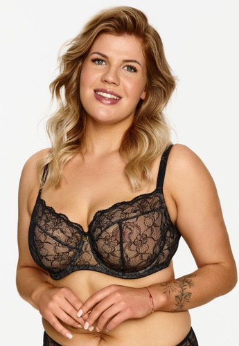 2607 Lupoline sutien negru din dantelă moale pentru un bust mai plin