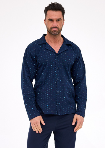 114/80 Pijamale bărbați Cornette | Fermoar, 100% bumbac, guler și buzunare