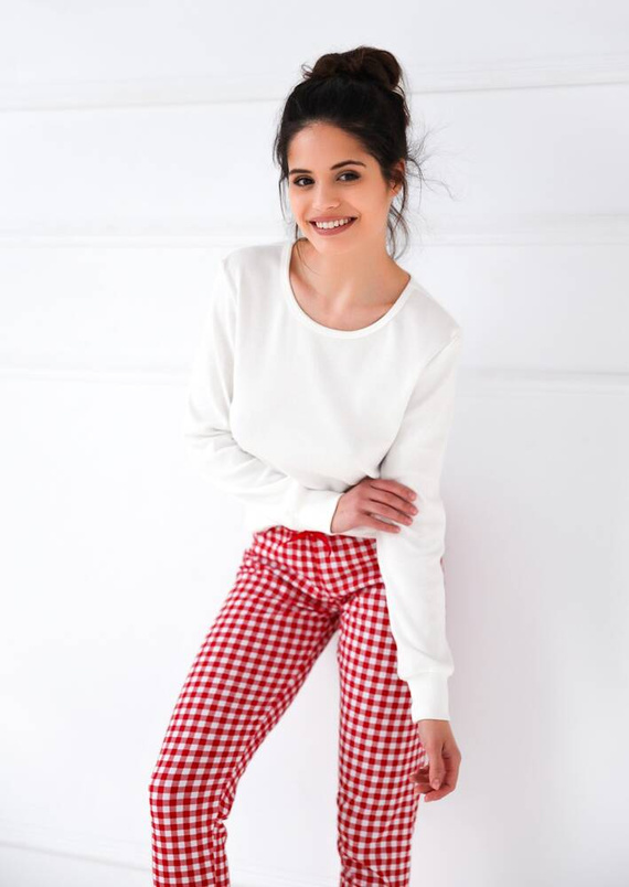 Pijama pentru femei Sensis Perfect - crem și roșu