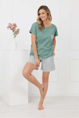 Pijama damă Faro Italian Fashion 100% bumbac mânecă scurtă șort