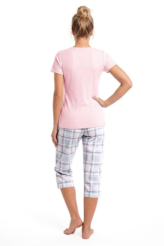 Pijamale damă Donna Dani 3/4 roz din bumbac mânecă scurtă pantaloni 3/4