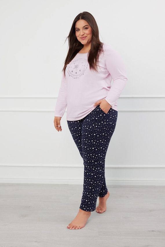 Arugia Pijama de damă cu mânecă lungă, pantaloni lungi Italian Fashion - roz/print 