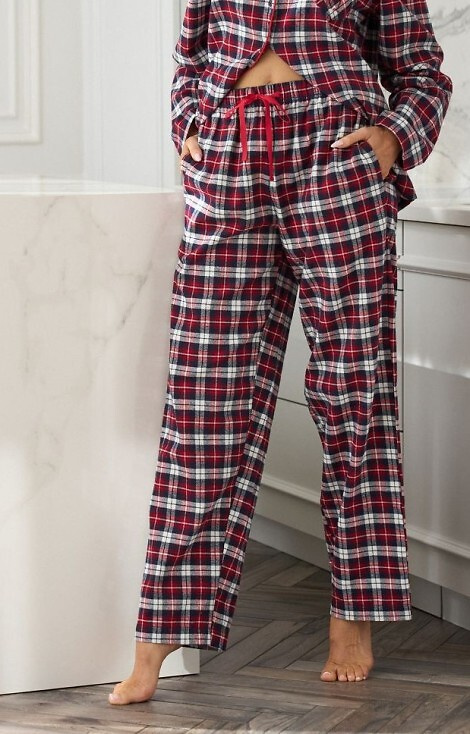 2477 Roxy L&L - pantaloni de pijama de flanel de dama cu carouri, 100% bumbac