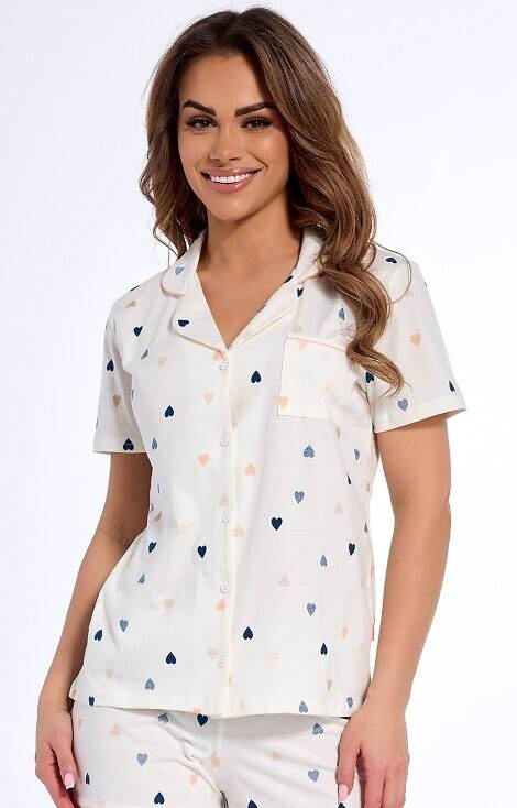 346/310 Love Cornette ecru pijamale de damă cu fermoar