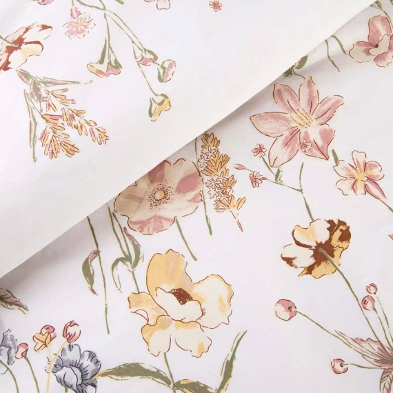 Lenjerie de pat satinată 1553/1 Satynlove 100% bumbac floral + fețe 70x80