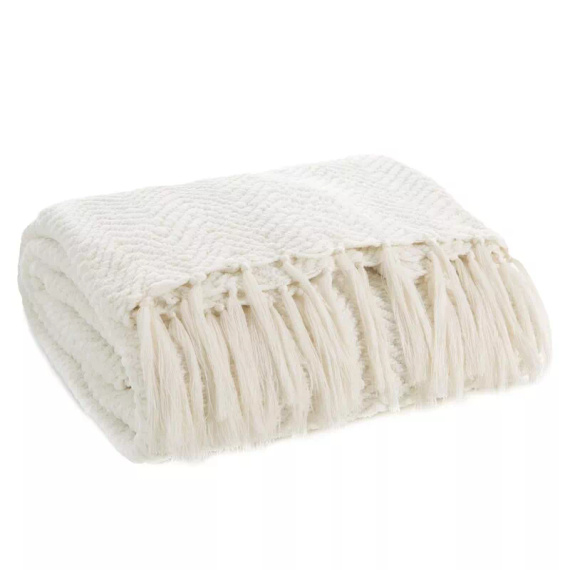 Milo Pătură cuvertură de pat cu franjuri Eurodraperii albe