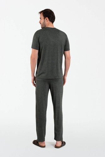 Akord Pijama cu mânecă scurtă pentru bărbați, pantaloni lungi Italian Fashion - c.melange
