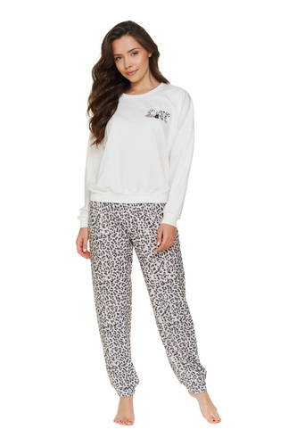 Doctor Nap 7532 Cream Leo Pijamale damă din tricot lungă leo