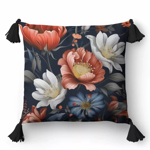 5401 B Fata de perna decorativa flori Panama 58 Detexpol bleumarin