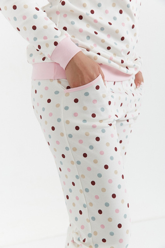 435 Cana Interlock ecru pijamale dama - bumbac, cu maneci lungi si pantaloni