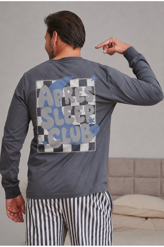 Doctor Nap 7524 Apres Sleep Pijamale bărbați grafit 100% bumbac lungi