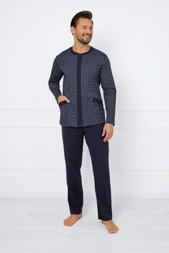 Rajmund Pijama cu mânecă lungă pentru bărbați, pantaloni lungi Italian Fashion - print/verde