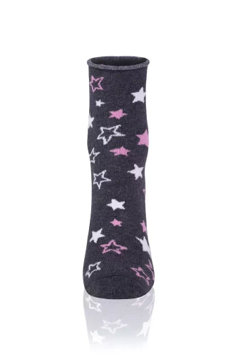 S143D Antilia Long Socks Italian Fashion - melange închis/alb/roz