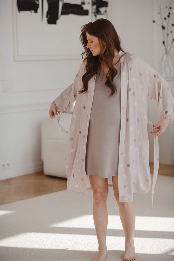 Halat de baie din bambus de maternitate Milk&Love cu buline