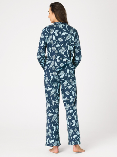 Pijamale damă Key LNS 435 marină – din flanel, cu nasturi, 100% bumbac