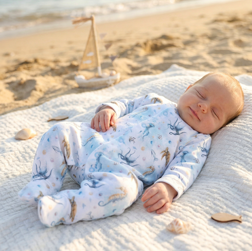 ABN-5450 Salopetă pentru bebeluși Sea Of Joy Nini – bumbac organic, închidere cu clic