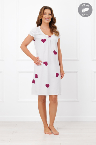 Italian Fashion Soul Cămașă pentru alăptare Mega Soft ecru cu inimioare mânecă scurtă