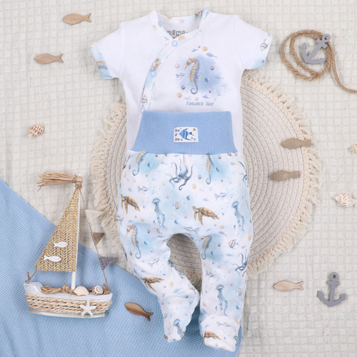 ABN-5456 Salopete pentru bebeluși Sea Of Joy Nini – bumbac organic, talie elastică