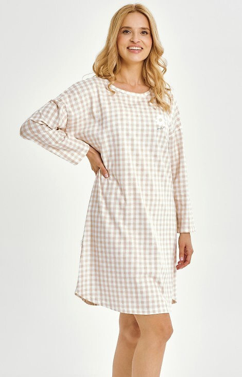 3437 Cămașă de damă Vera Taro – 100% bumbac, carouri, mânecă lungă