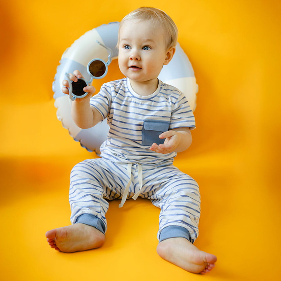 Tricou elefant pentru baieti Eevi - dungi ecru