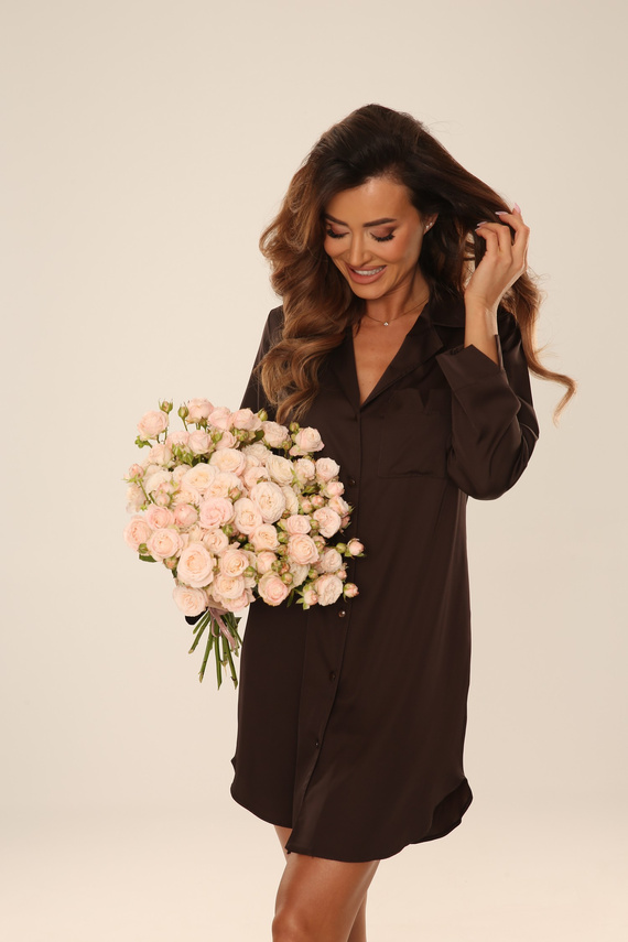 Cămașă de noapte satin 760 Cordelia De Lafense cu nasturi elegantă