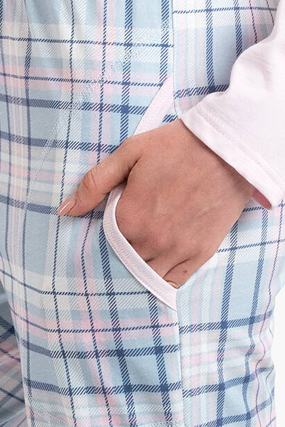 Emilly Unzipped Ladies' Long Sleeve Pyjamas and Trousers Italian Fashion - roz/print