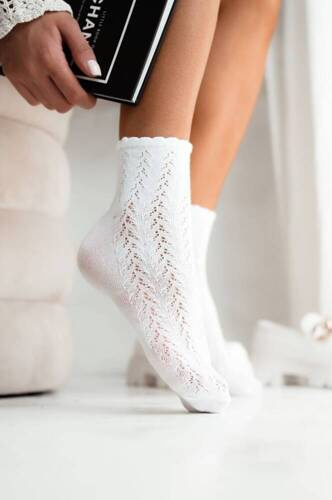 0989-001 Ciorapi dama ajurata Milena - alb