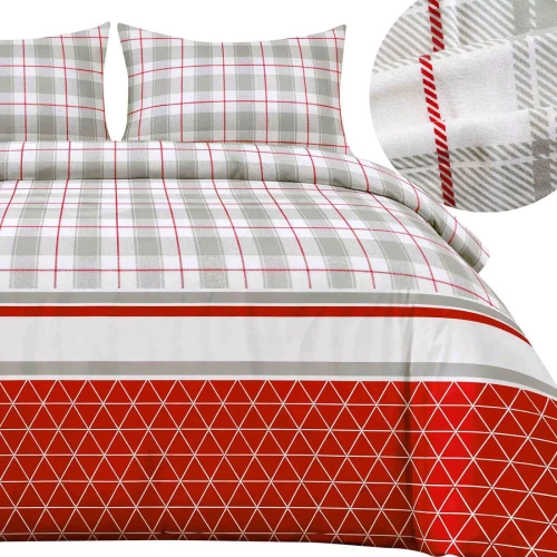 31516/1 Set de lenjerie de pat de Crăciun din flanel Flannellove Darymex gri roșu - set 100% bumbac, călduros și moale