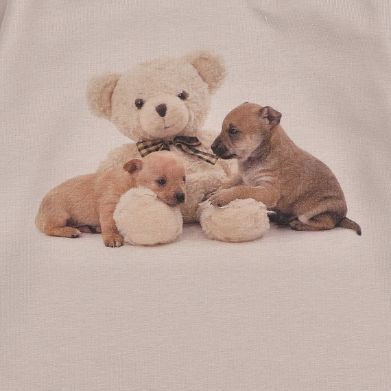 Bluză cu mânecă lungă KAR-3005 Lagarto Verde pentru fete, bej – elegantă, bumbac, producție poloneză