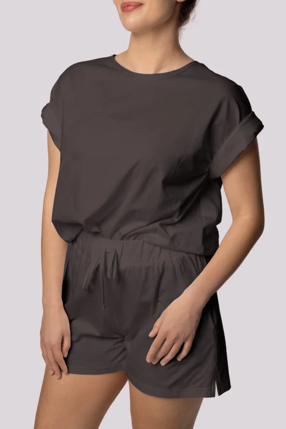 Pijamale de damă Mona Bliss cu mânecă scurtă, grafit