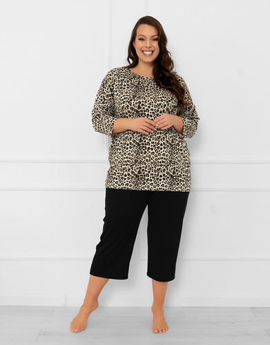 Kenia Pijama pentru femei Italian Fashion - imprimeu leopard, mâneci 3/4 și pantaloni 3/4