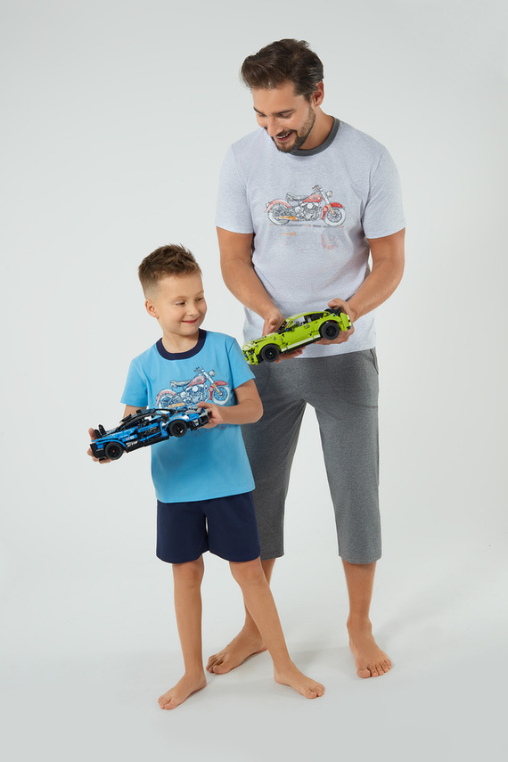 Junak Pijama cu mânecă scurtă pentru băieți, pantaloni scurți Italian Fashion - albastru/verde