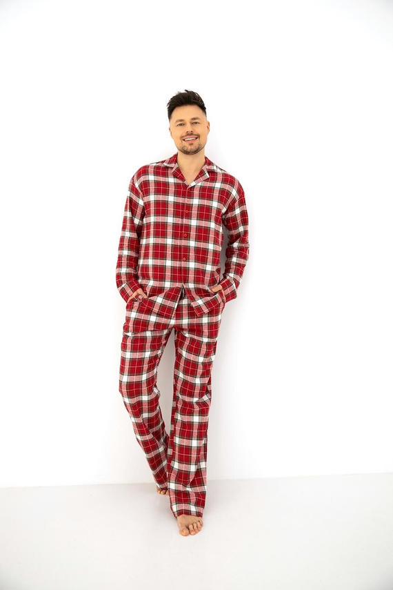 Sensis Lucas Pijamale bărbați din flanel 100% bumbac, carouri roșii